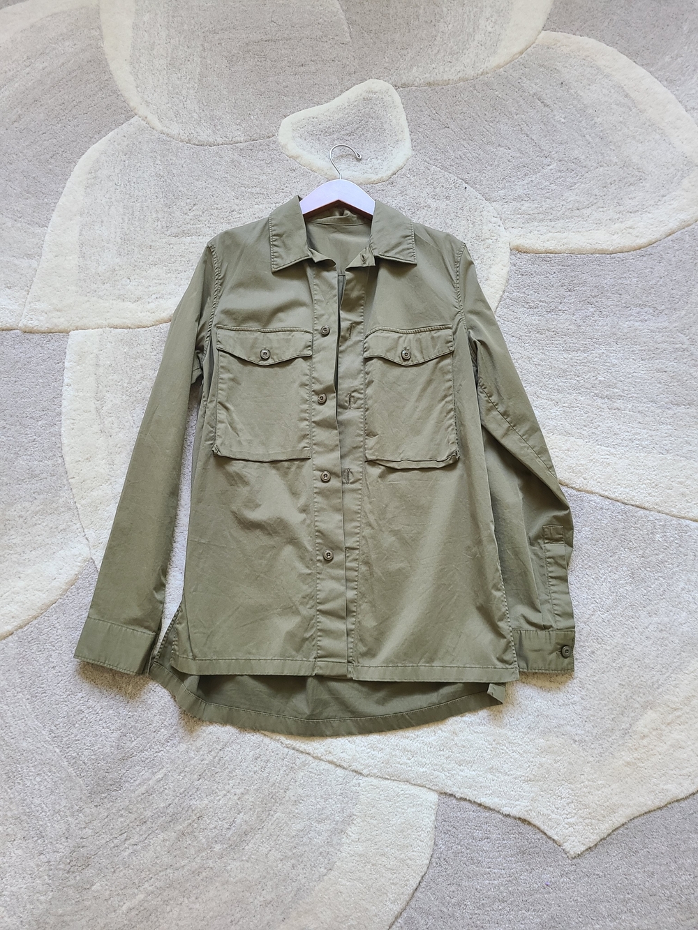 ACNE STUDIOS Masit Sat Green Button Down Shirt in Khaki Green - Size Small